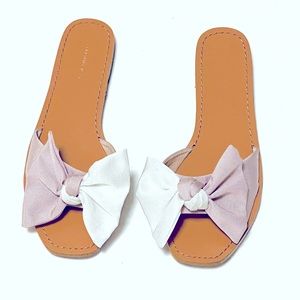 Something Navy Cici Bow Flat Slide Sandal